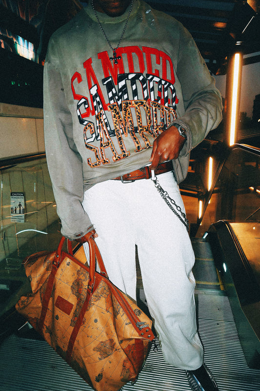 “SAFARI” SAMBER LOGO DISTRESS CREWNECK